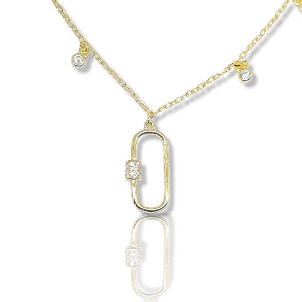 Gold plated silver 925° necklace with white zircon(code NZB104807)